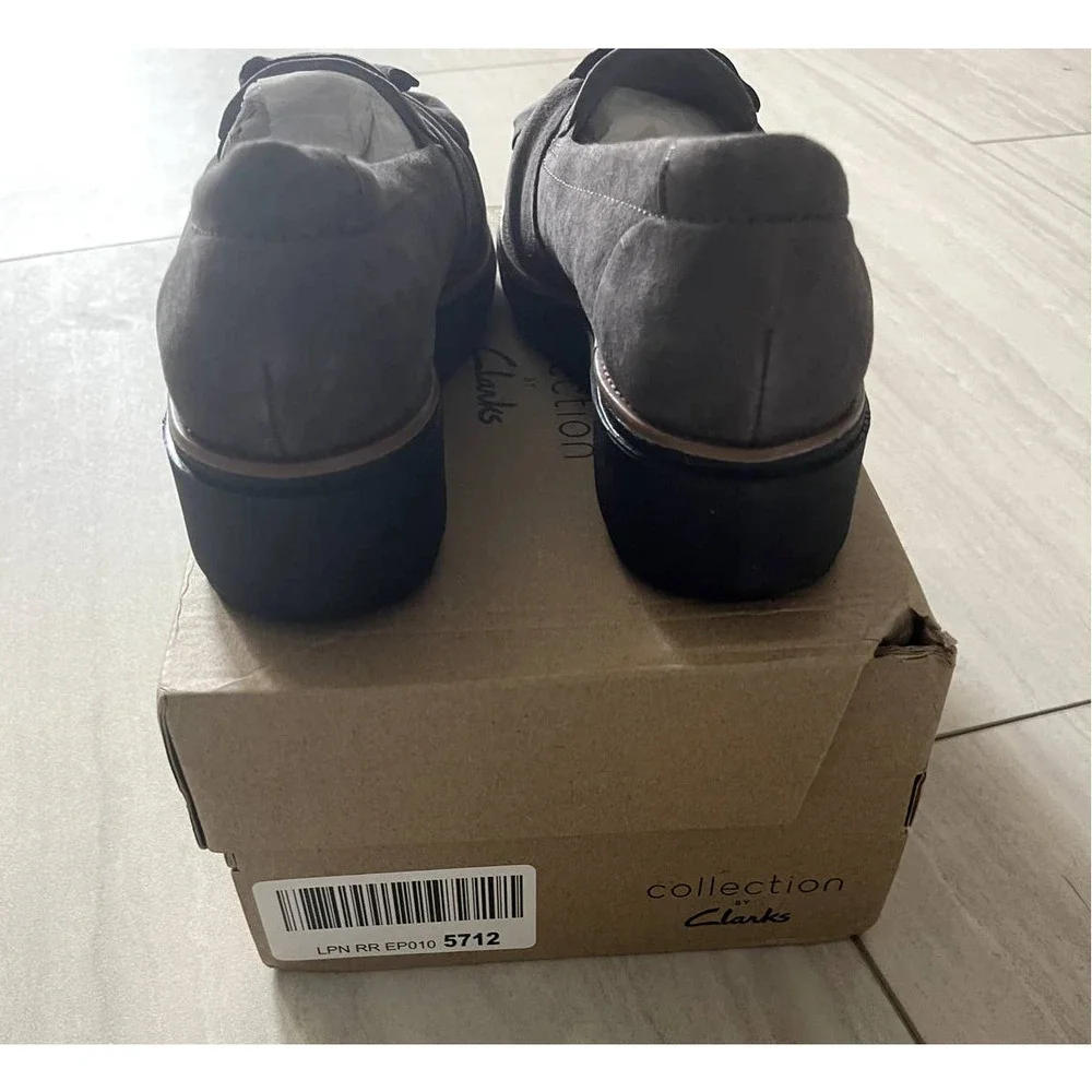 Clarks Gray Suede Loafers - Picture 4 of 5